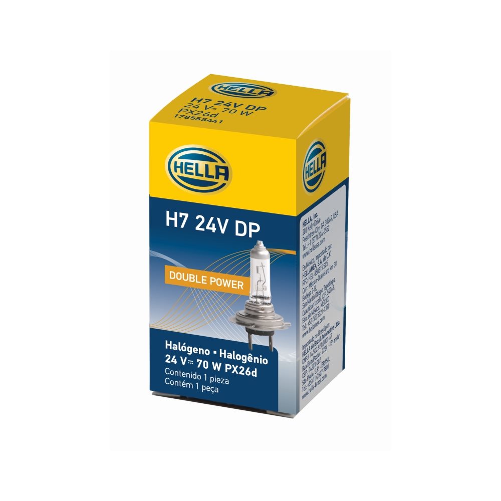 Lâmpada 24v 70w Px26d T4.625 H7 Hella H7 24V DP Universal Caminhões/Ônibus/Máquinas Agrícolas