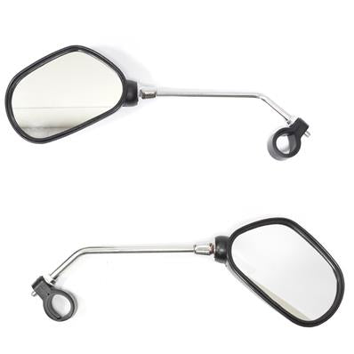 Espelho Retrovisor, Retangular, Absolute Jy-102, Aço / nylon, Lente de Vidro 11x7.5cm, Abraçadeira 22.2mm, Cromado / preto – Par – foto 1