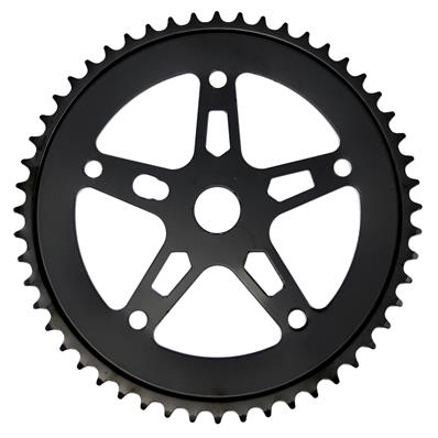 Roda Dentada, Aço, 52 Dentes, 5 Braços, Preto, com Furo para Cobrecorrente – foto 1