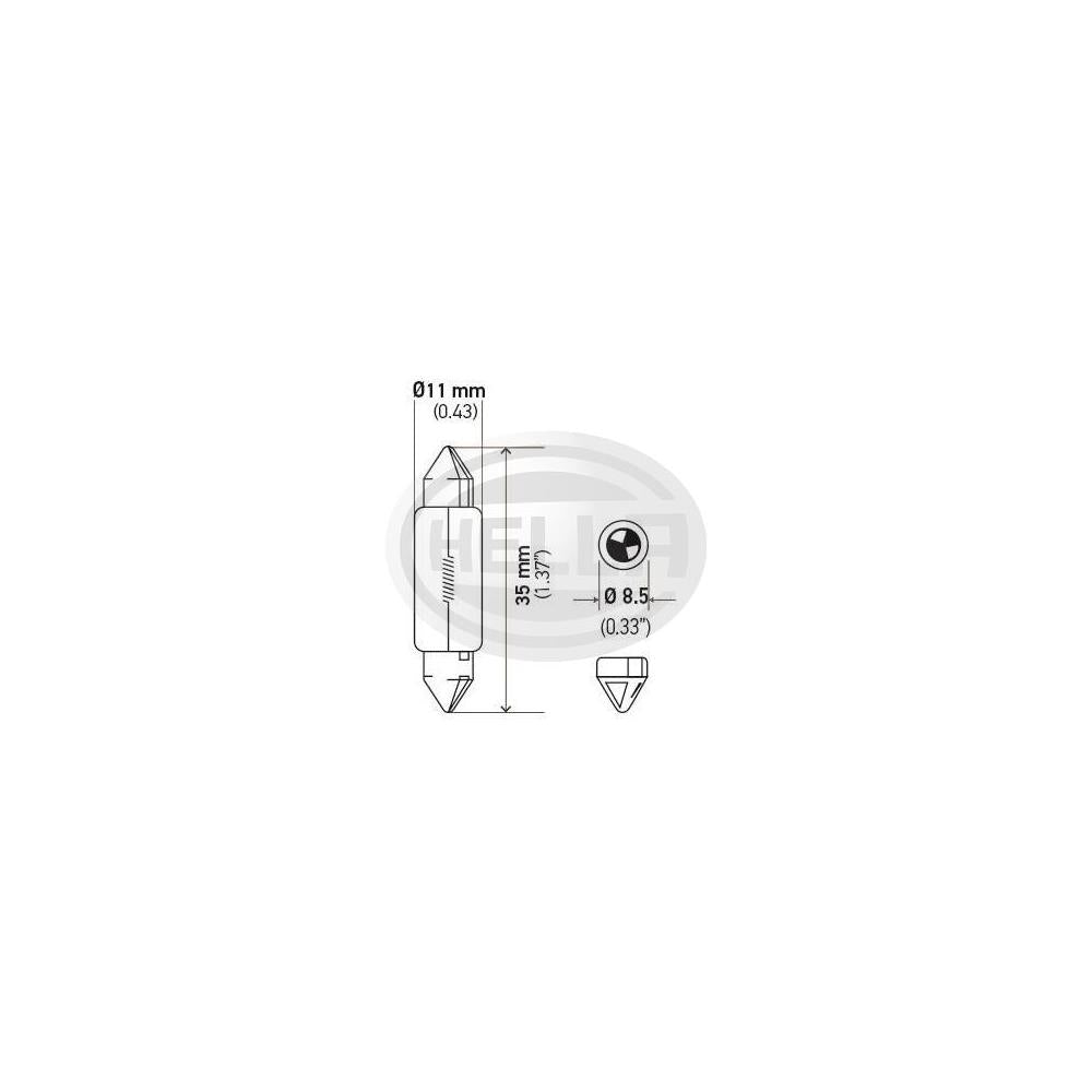 Lâmpada T-3.25 12v 10w Sv8.5-8 Hella 6461 Caixa com 10 Hyundai Tucson