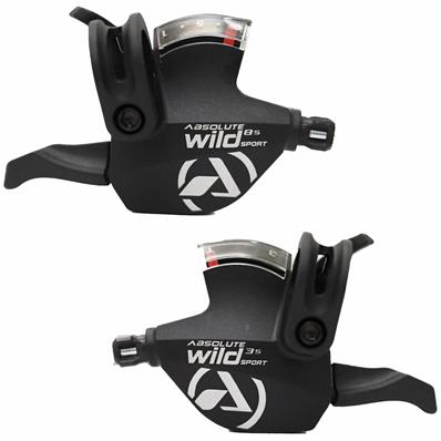 Alavanca, 3x8v, Absolute Wild Sport, Index, Nylon, com Cabos, com Display, Compatível Shimano, Preto, sem Caixa – Par – foto 1