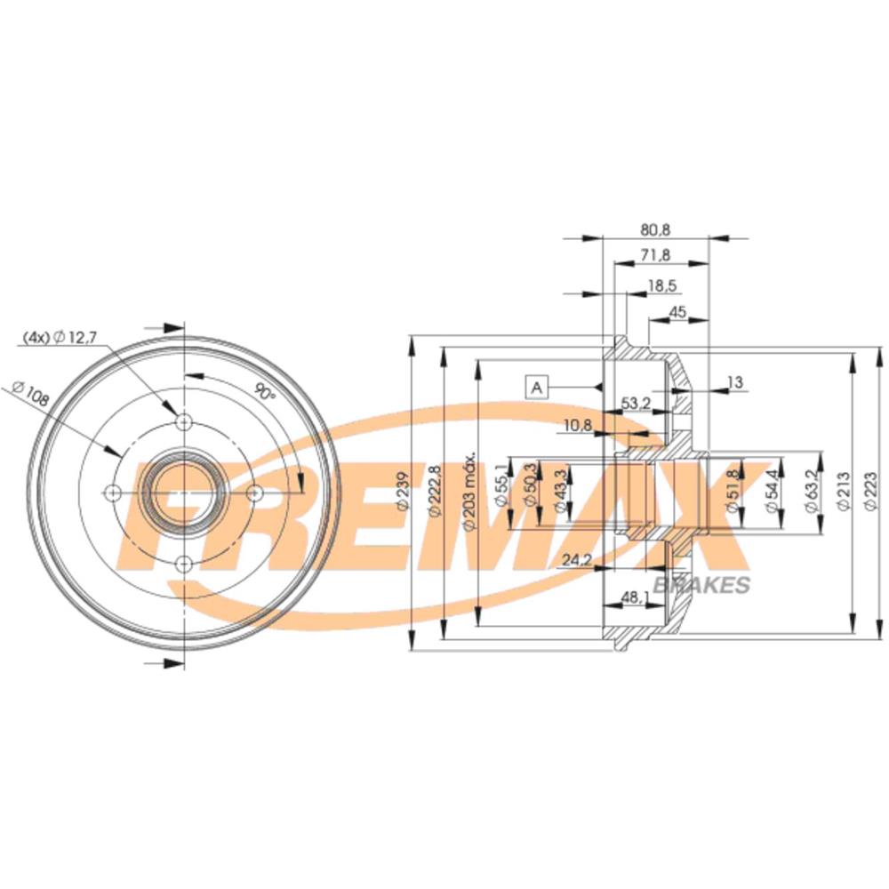 Tambor de Freio Traseiro Fremax BD6630 Ford Escort/Verona, VW Pointer/Logus