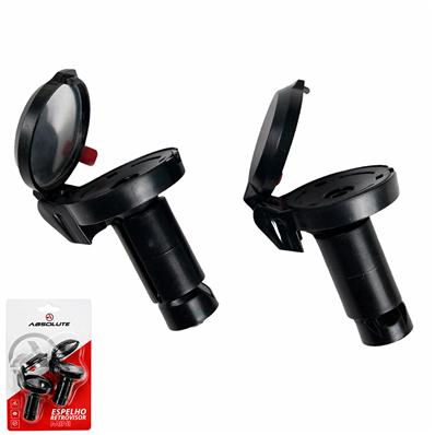 Espelho Retrovisor de Ponta de Guidão Absolute Mini, Abs, Convexo, Dobrável, Diâmetro 30mm, Fixação Tipo Expander, Preto, Par – foto 1