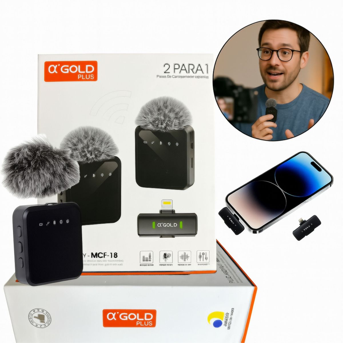 Microfone Lapela Sem Fio MCF-18 para iPhone Lightning