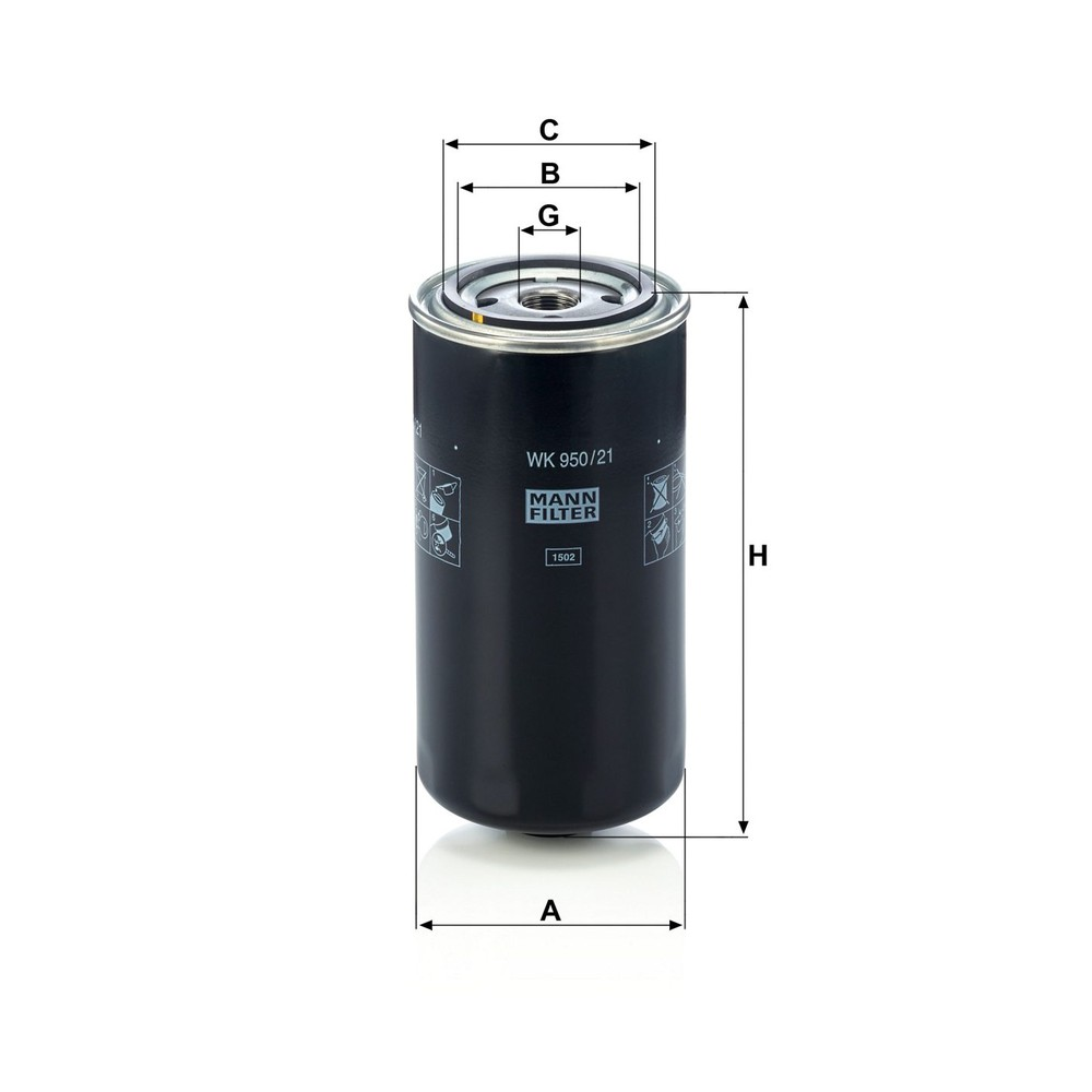 Filtro Blindado Combustível Mann-filter WK950/21 Iveco Tector/Vertis HD/Tector Attack/Eurocargo/Vertis/Cursor 330/Tector Stradale/Iveco Bus