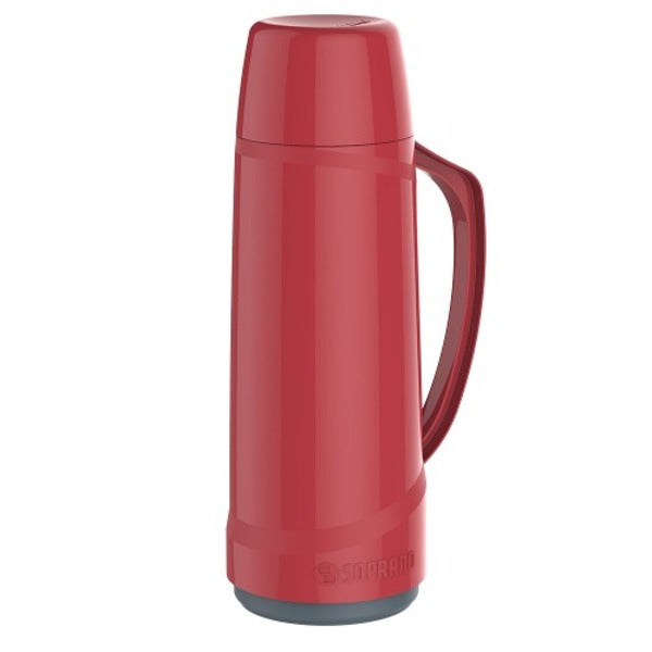 Garrafa Térmica Cristal 1 Litro Vermelha Quente E Frio