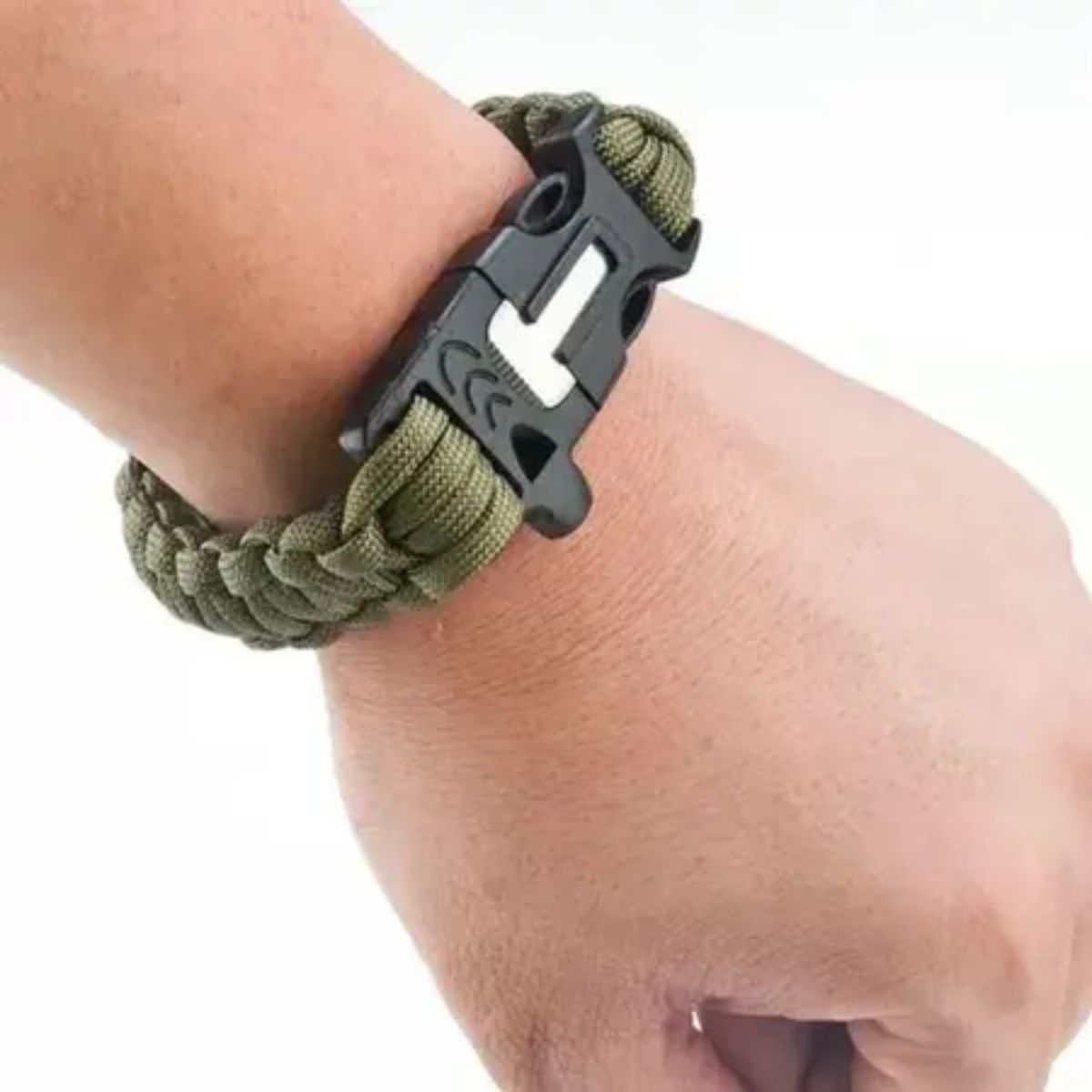 Pulseira Paracord C/ Pederneira Apito Sobrevivência Guepardo