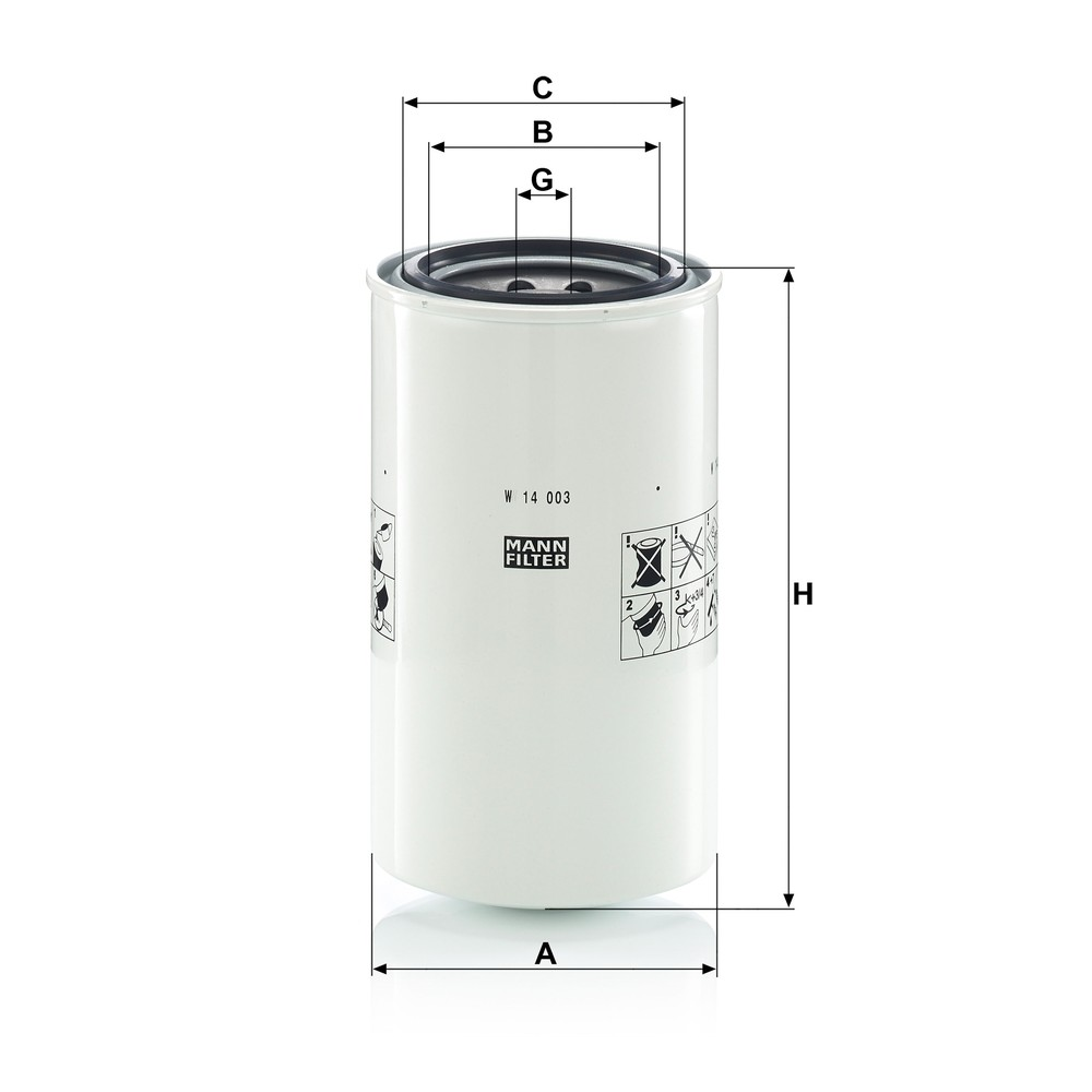 Filtro Blindado Óleo Hidráulico Mann-filter W14003 New Holland TM 150 4X4/TM 120/TM 135 4X4/TS 100 BR/TS 100 4X4 Cana/T 6120/TS 100 4X4/TS 110 4X4