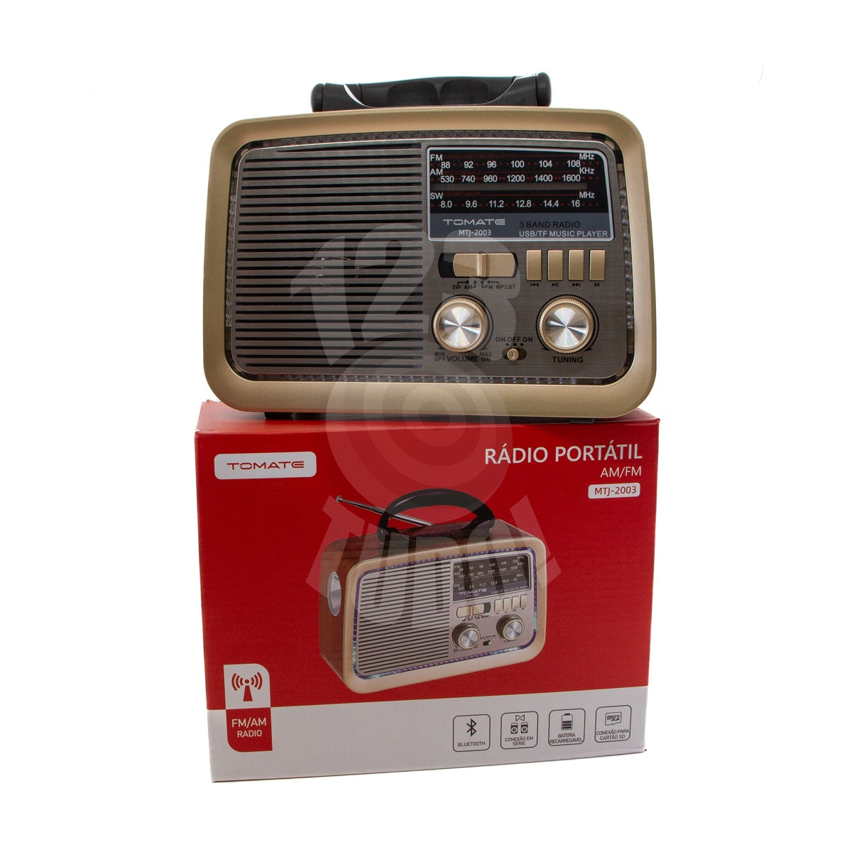 Radio Portatil Bluetooth Com Lanterna 1.2w Tomate MTJ-2003