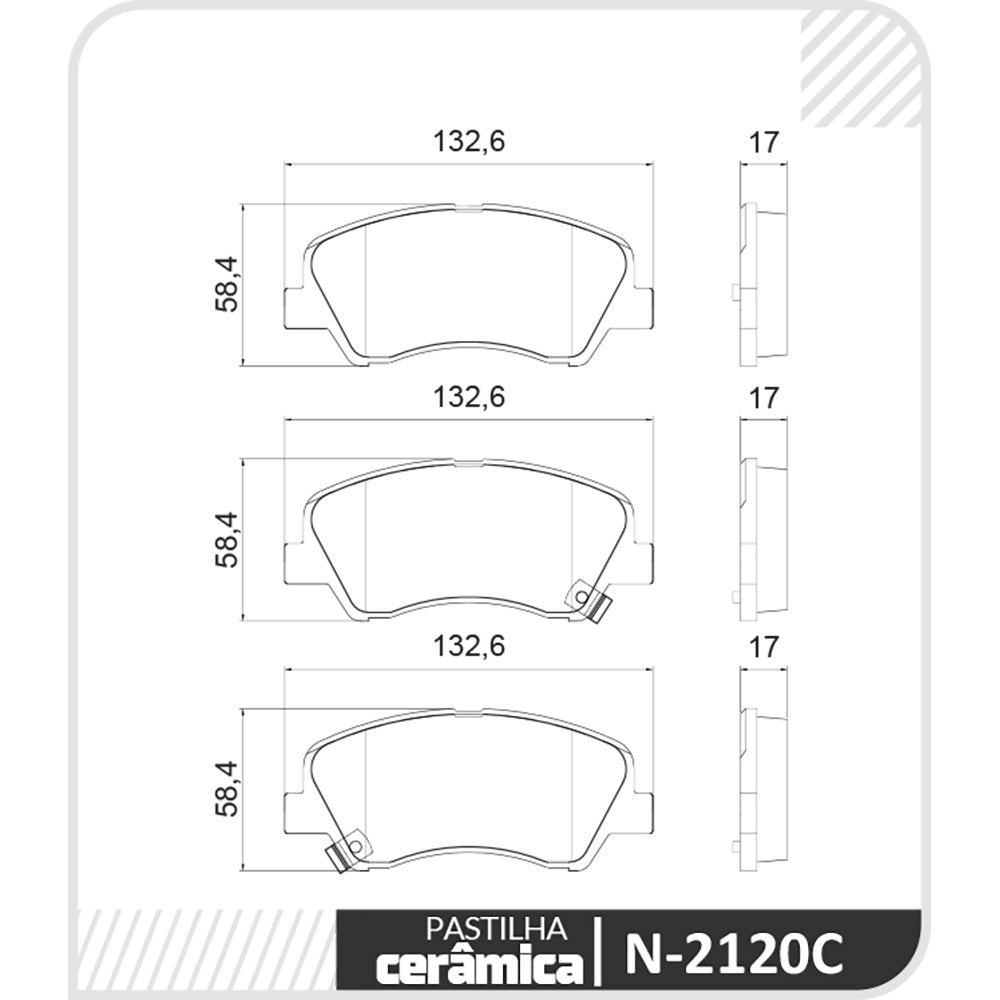 Pastilha de Freio Cobreq N-2120C Kia Rio/Picanto/Stonic, Hyundai HB20 S/HB20/HB20 X