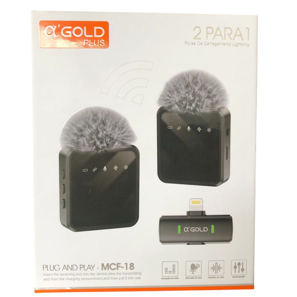 Microfone Lapela Sem Fio MCF-18 para iPhone Lightning