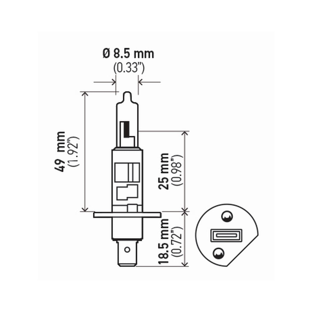 Lâmpada 24v 70w P14.5s T2.5 H1 Hella H1 24V DP Universal Caminhões/Ônibus/Máquinas Agrícolas
