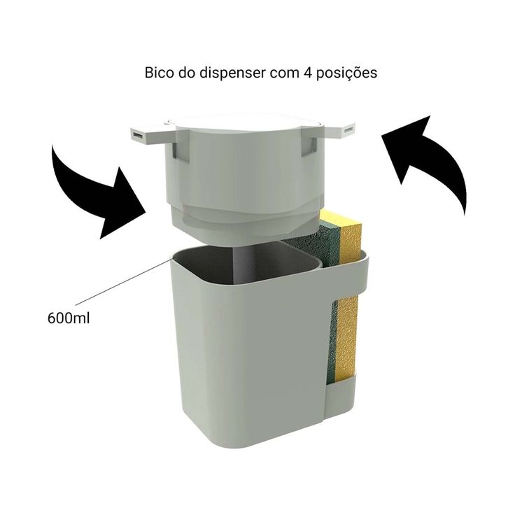 Dispenser De Detergente Bucha De Pia Branco 600Ml Soprano