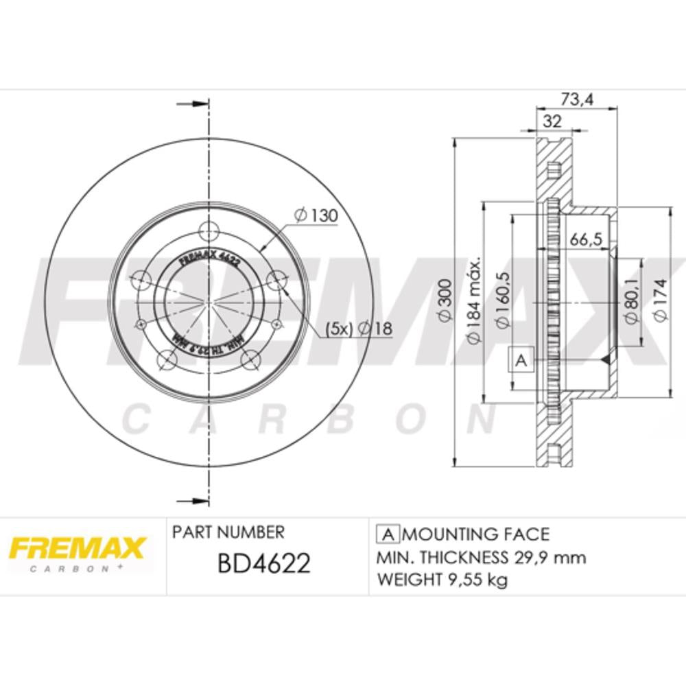 Disco de Freio Veiculos Comerciais Fremax BD4622 Caixa com 2 Fiat Ducato, Peugeot Boxer, Citroen Jumper