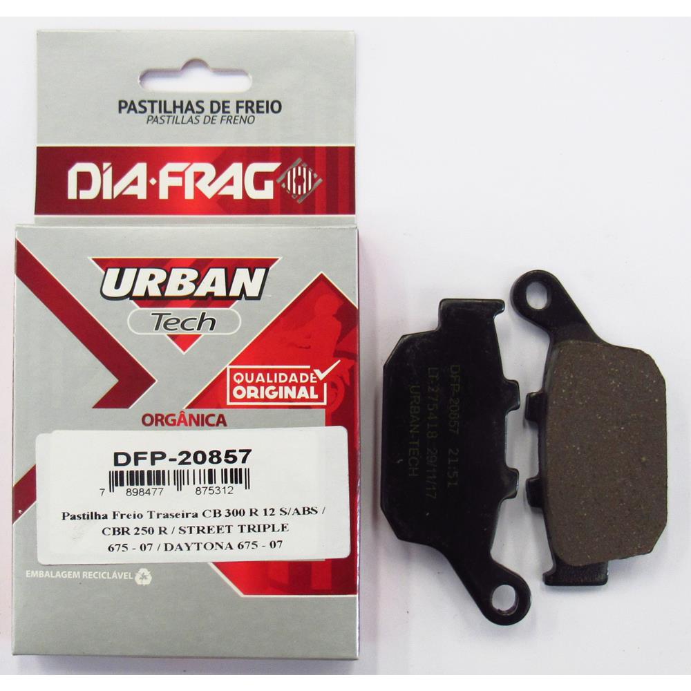 Pastilha de Freio Dia-frag DFP-20857 Honda CB 500F/CBR 250R/NX 650 Dominator/XL 700V Transalp/XL 600V Transalp