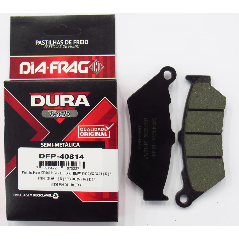 Pastilha de Freio Dia-frag DFP-40814 Yamaha XT 660R, Honda CB 500, Aprilia Moto 650/Pegaso, Bmw F 650/F 800, Triumph Rocket Iii 2300