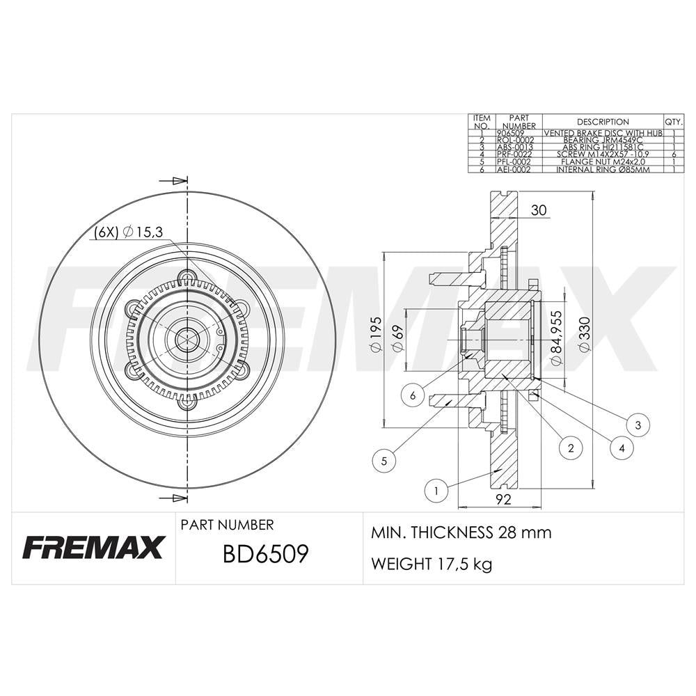 Kit Disco de Freio Ventilado Dianteiro Fremax BD6509-KT Ford F-150