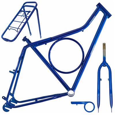 Quadro / garfo 26 Potenza (b.circular), para Freio V-brake, Aço Azul Metálico, Acompanha: Bagageiro, Paralamas e Cobrecorrente Fechado Wrp – Jogo – foto 1