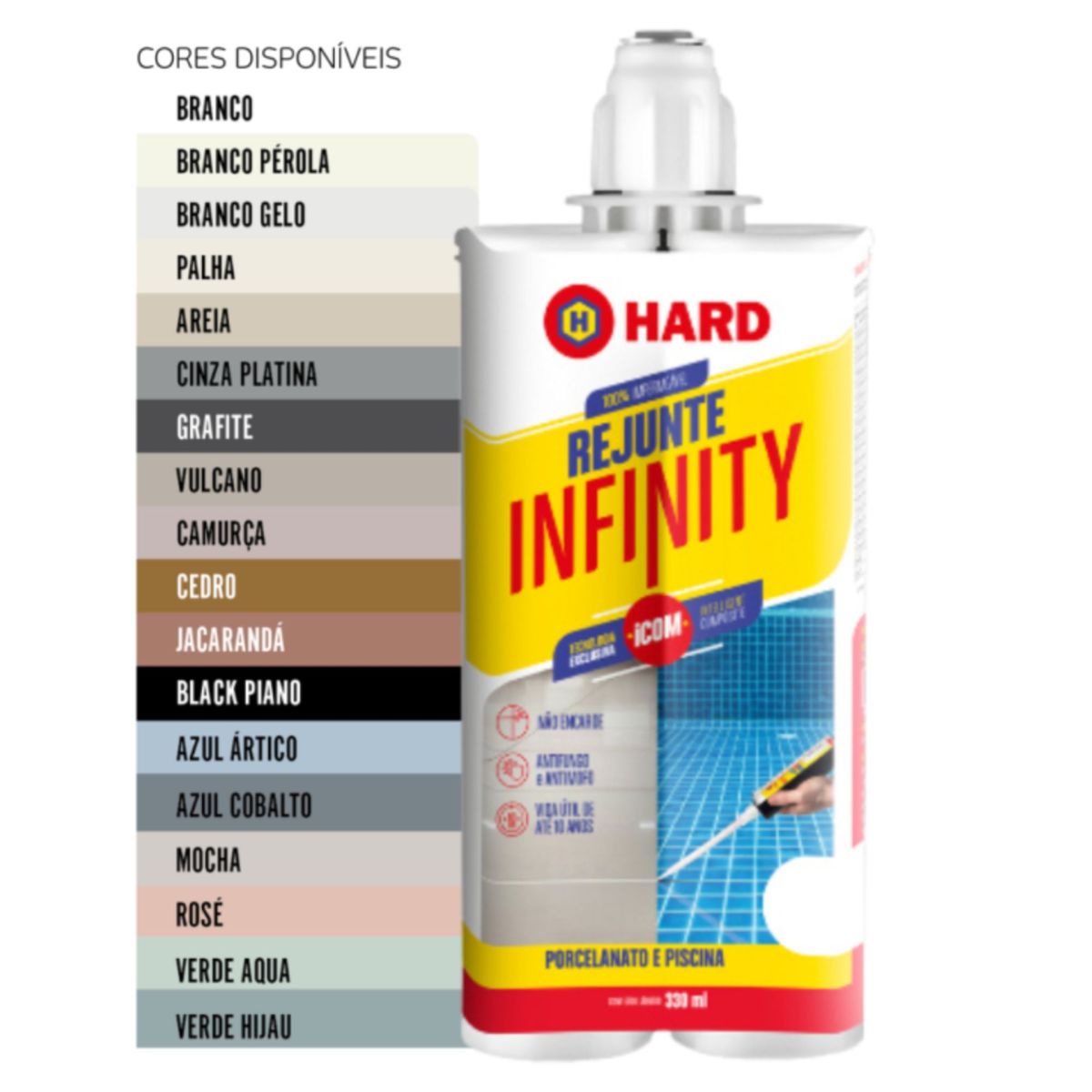 Rejunte Infinity Porcelanato 330ml - Hard Diversas Cores