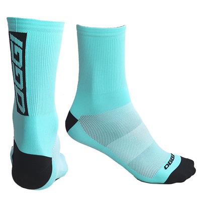 Meia Esportiva Oggi, Lisa, Azul Tiffany/ Logo Preto, Tamanho 35/39, Cano Médio 18cm, Poliamida/ Elastano – Par – foto 1