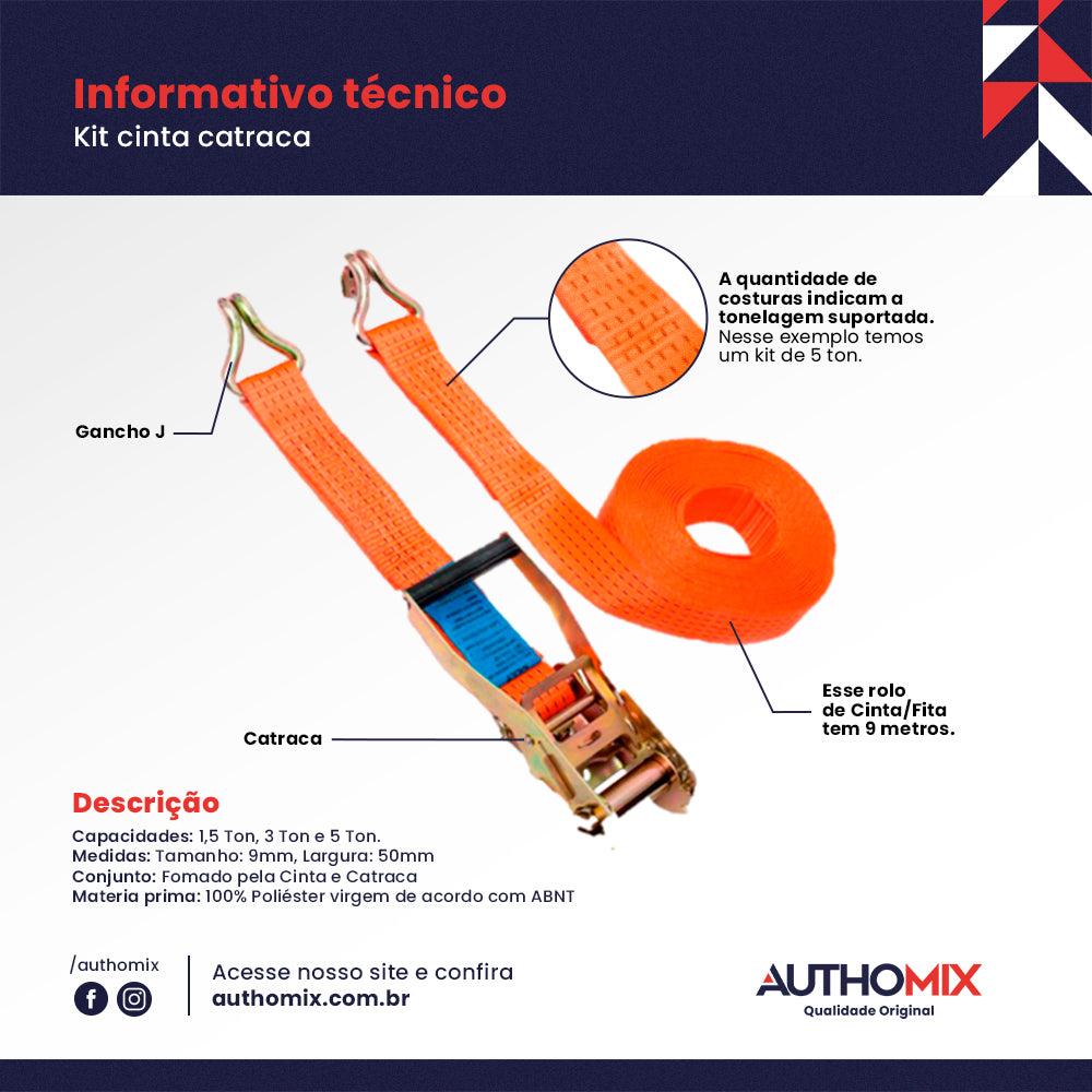 Cintra Catraca Amarracao 3t Authomix CC10004 Universal Caminhões