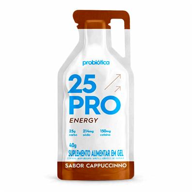 Gel Probi 25 Pro Energy, Cappuccino, 40g, 10 Sachês, com 25g de Carboidratos (malto + Frutose 1:0,8), 150MG Cafeína, 214MG Sódio Probiotica – Caixa – foto 1