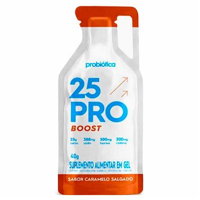 Gel Probi 25 Pro Boost, Caramelo Salgado, 40g, 10 Sachês, com 25g de Carboidratos (malto + Frutose 1:0,8), 500MG Taurina, 200MG Cafeína – Caixa – foto 1