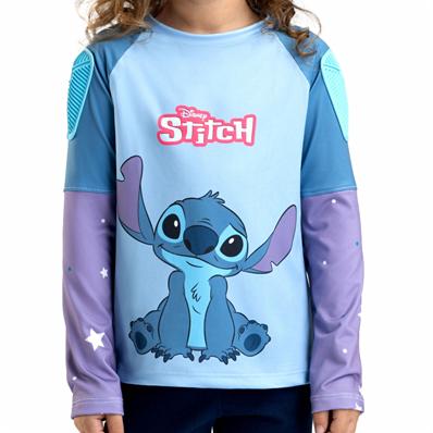 Camisa Stitch, Azul/ Lilas, com Proteção Ombros e Cotovelos, Tecido Leve e Respirável, com Fator Uv 50+, Tamanho 4 Nathor – foto 1
