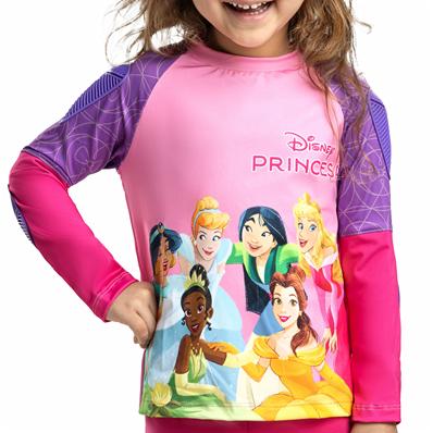 Camisa Princesas, Rosa/ Roxo, com Proteção Ombros e Cotovelos, Tecido Leve e Respirável, com Fator Uv 50+, Tamanho 8 Nathor – foto 1