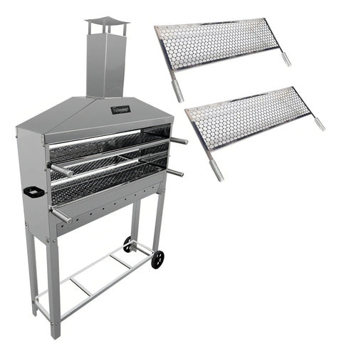 Churrasqueira Inox Grande Para Espetinho Bar Grelhas Coifa