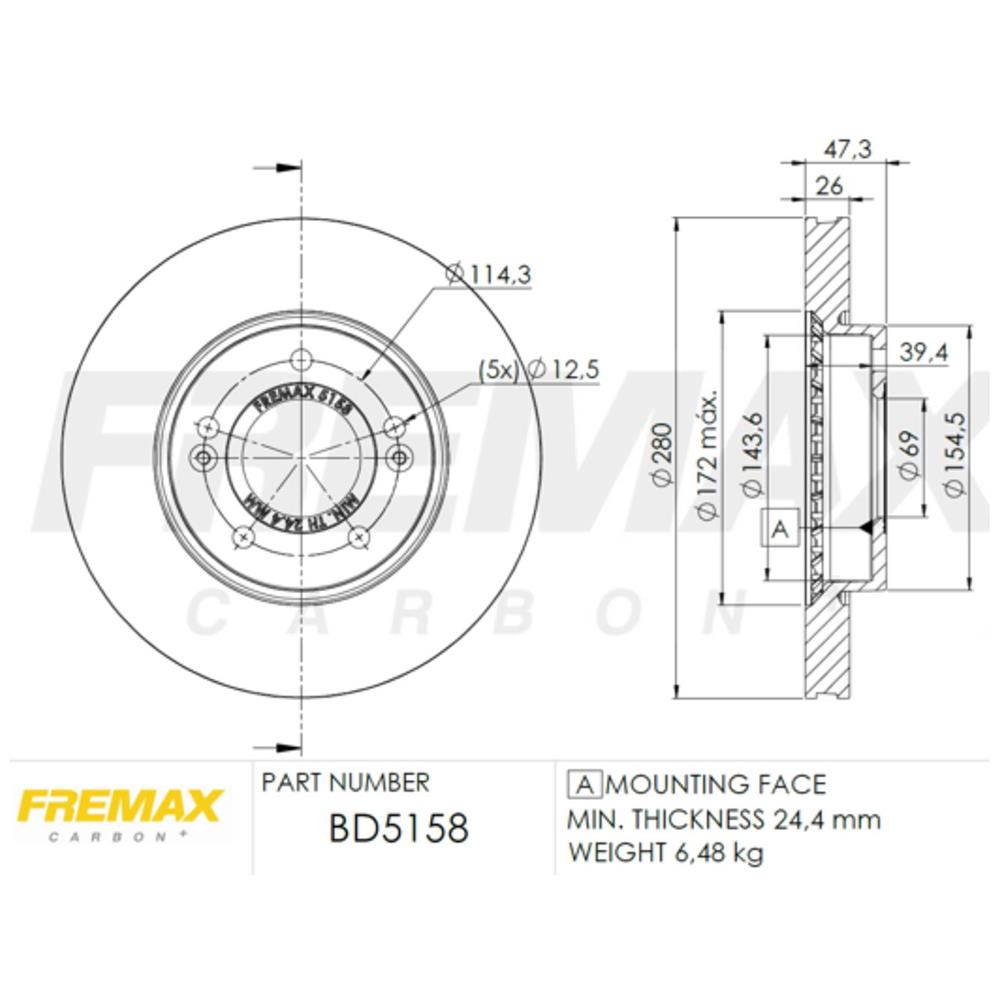 Disco de Freio Ventilado Dianteiro Fremax BD5158 Caixa com 2 Kia Cerato/Soul