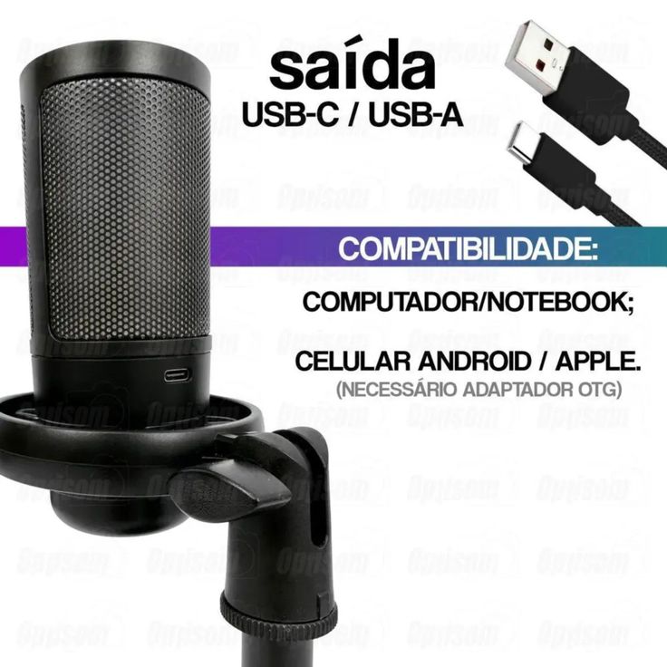 Microfone Rgb Com Usb Type-c 1.8m Tomate Mt-1060r