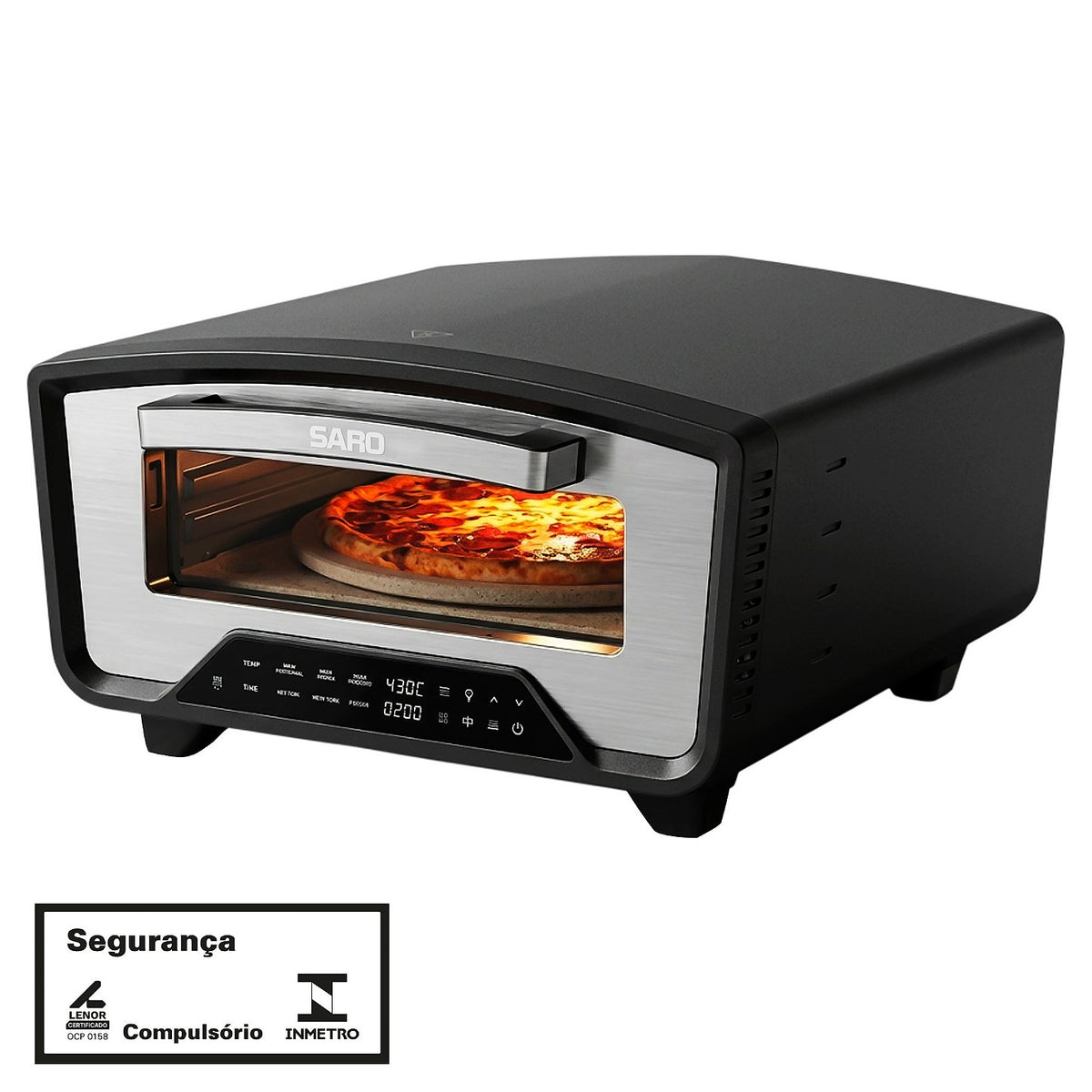 Forno de Pizza Elétrico Compacto Italiano 40 cm Saro FC4022 220V Pedra Giratória