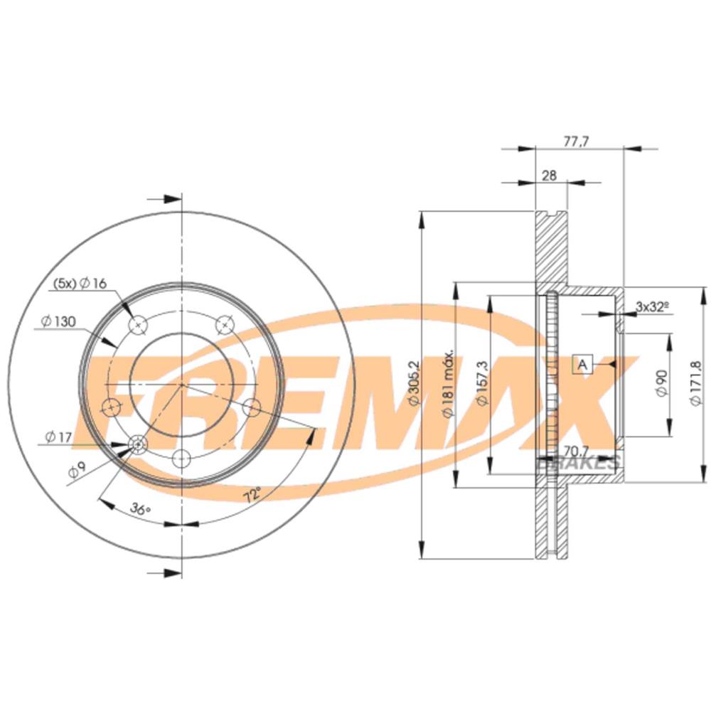 Disco de Freio Ventilado Dianteiro Fremax BD6848 Renault Master