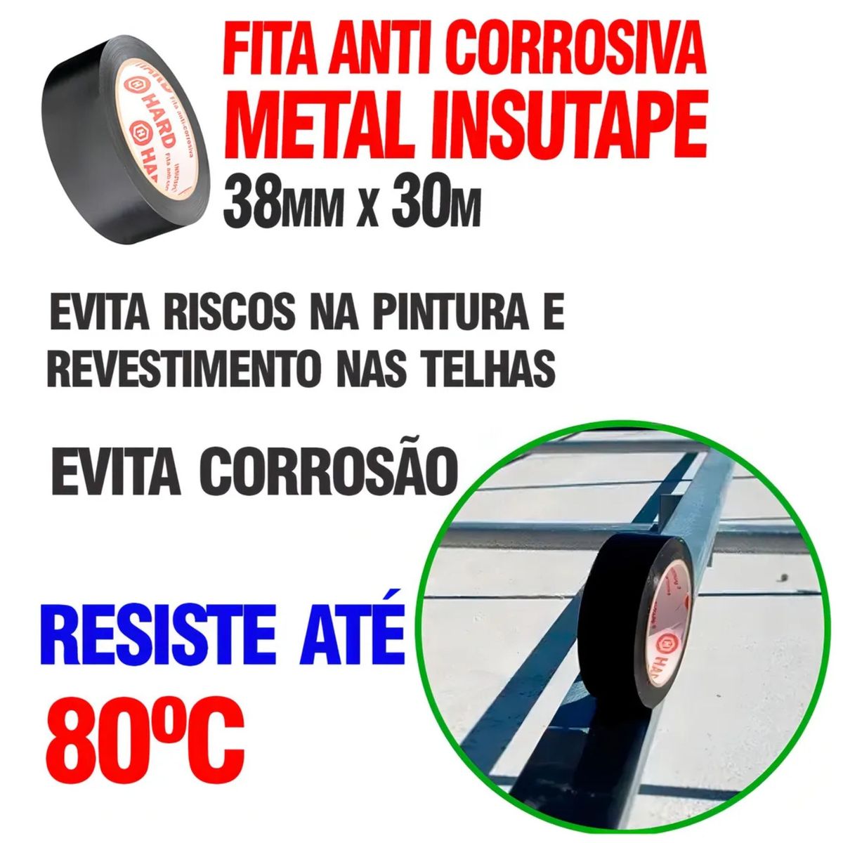 Kit 6 Fitas Anti Corrosiva 38mmx30m Hard Metal Tubulação