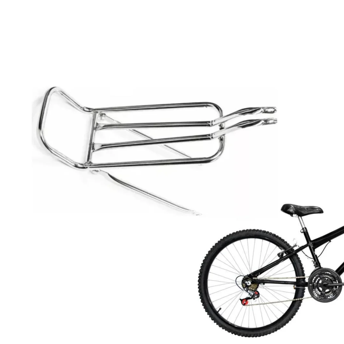 Bagageiro Articulado Aro 26 Rabetão em Aço Cromado Prata