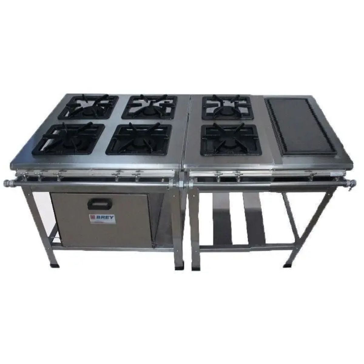 Fogão Industrial 6 Bocas Chapa Forno Baixa Pressão Inox