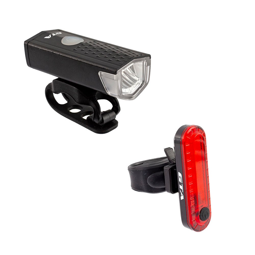 Farol de led cree xpe 120 lumens + sinalizador traseiro led vermelho 10 lumens recarregavel usb (kit)