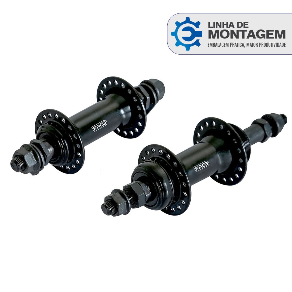 Cubo de aço par com esfera preto com eixo 3/8x180mm com espacador 36furos - Embalagem Linha de Montagem