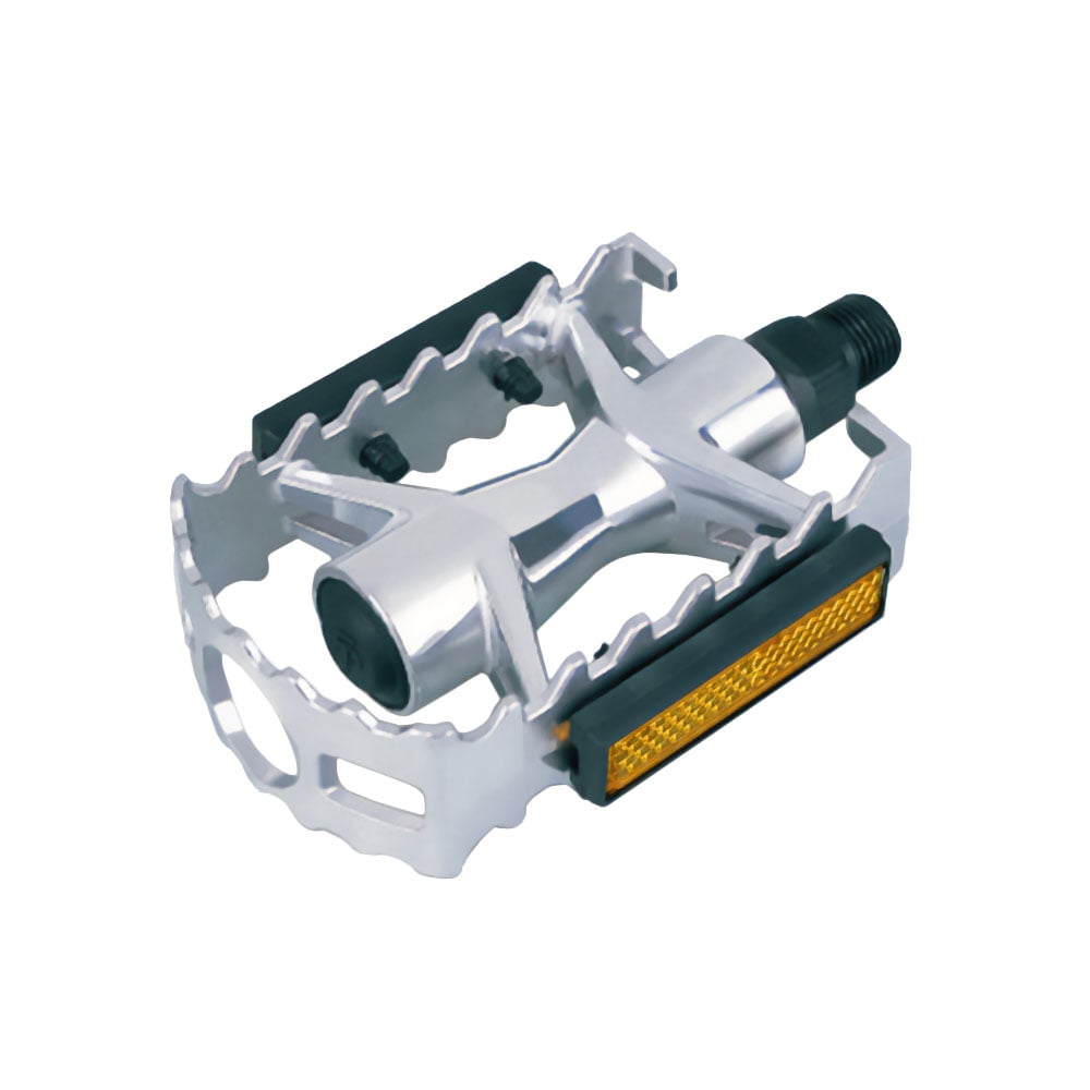 Pedal 9/16 mtb alumínio polido esferado com refletor
