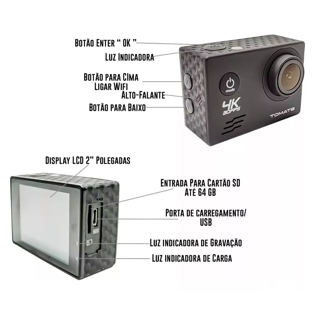 Camera De Video e Filmadora 4K HD TOMATE