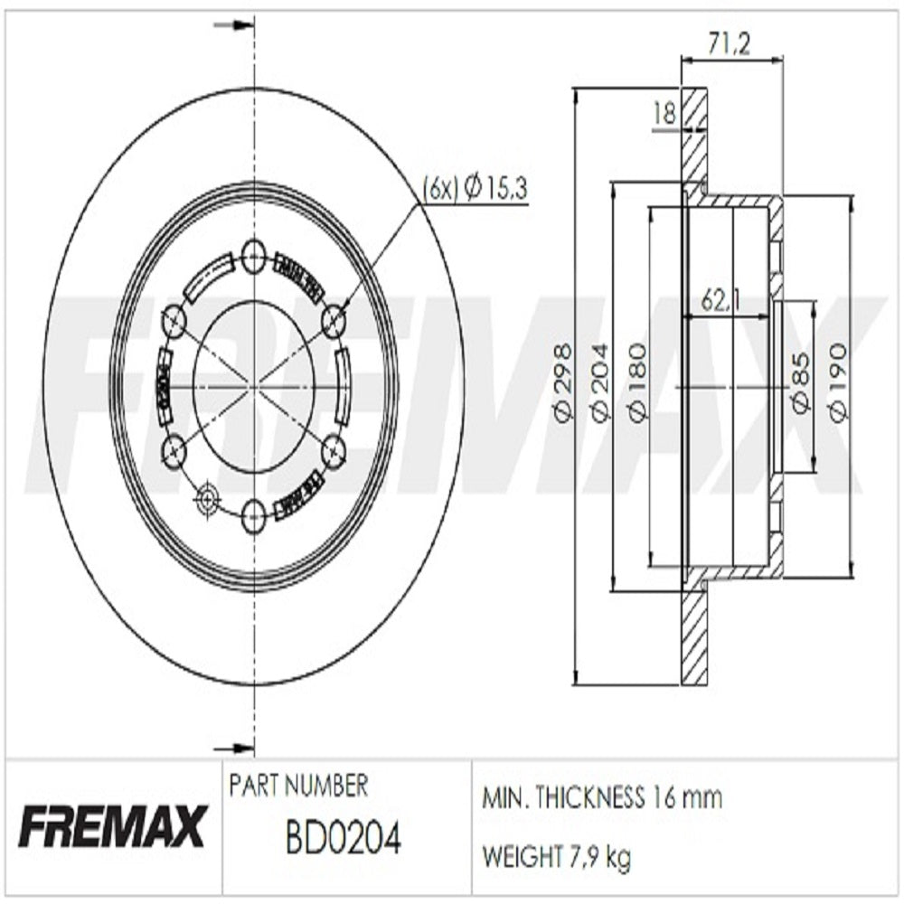 Disco de Freio Veiculos Comerciais Fremax BD0204 Caixa com 2 Mercedes Sprinter Chassi/Sprinter Furgão/Sprinter Van