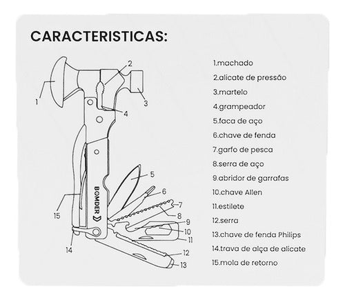 Martelo Multifuncional 14 Em 1 Ferramenta Portátil Veicular