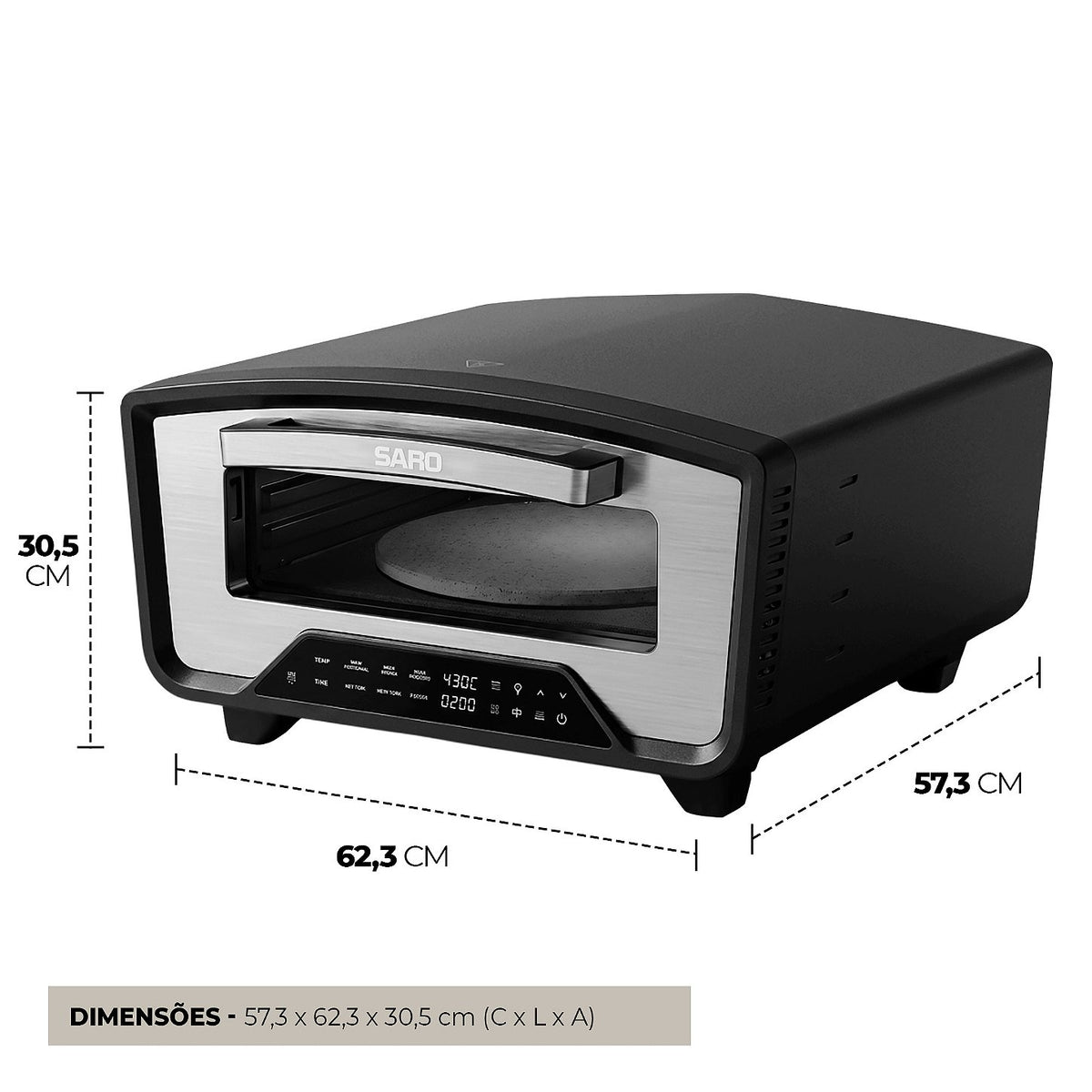 Forno de Pizza Elétrico Compacto Italiano 40 cm Saro FC4022 220V Pedra Giratória