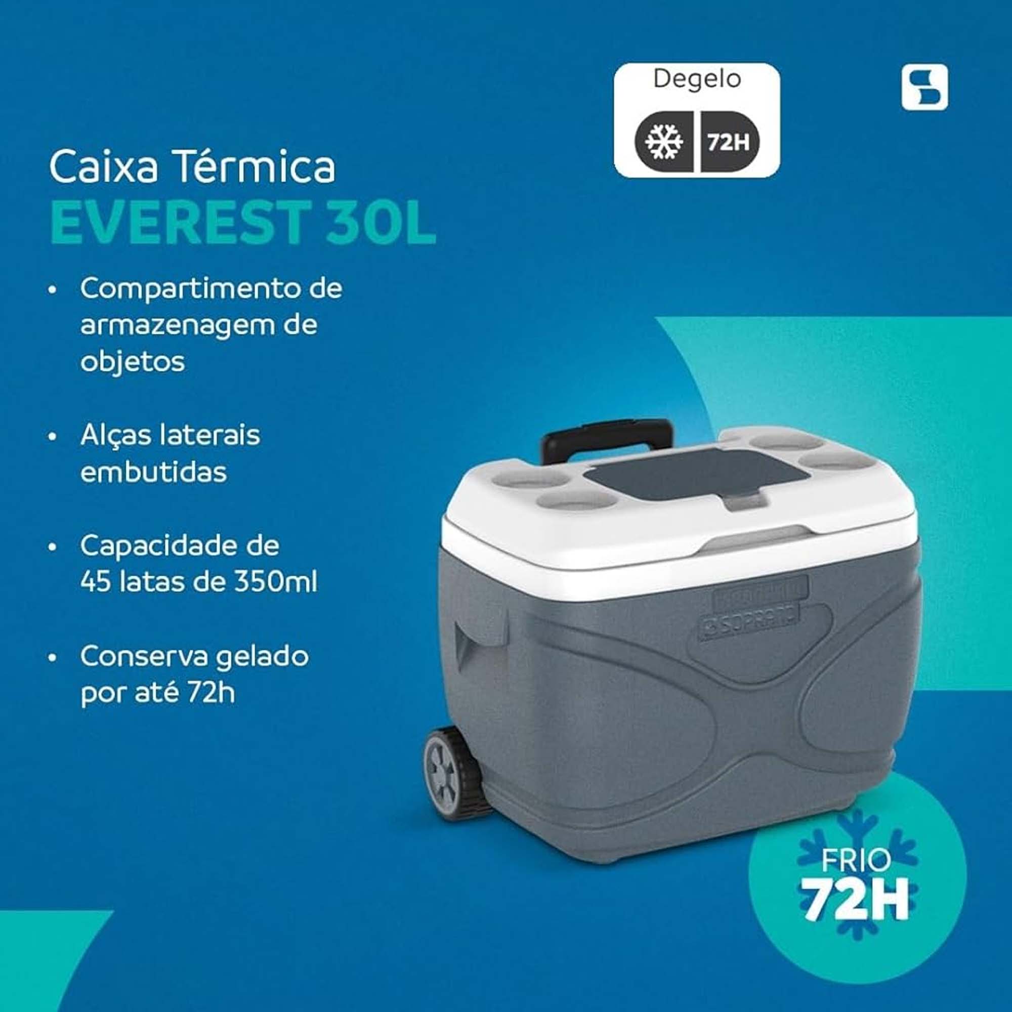 CAIXA TERMICA EVEREST 30L CINZA