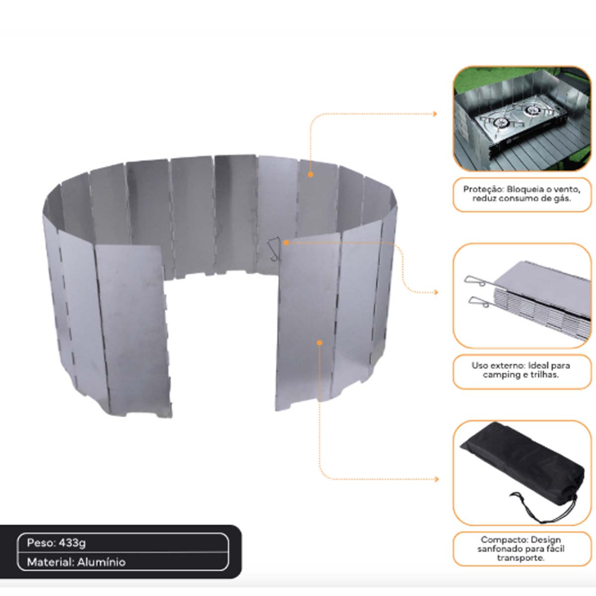 Escudo para Fogareiro G NTK Proteção Contra o Vento