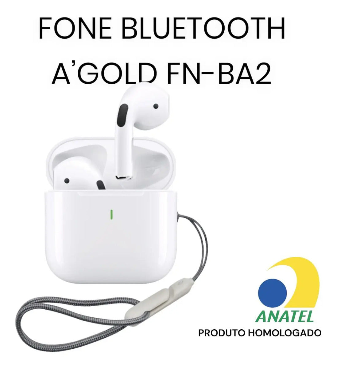 Fone de Ouvido Bluetooth 5.4 Sem Fio In-ear com Microfone e Resistência IPX4 A'Gold FN-BA2