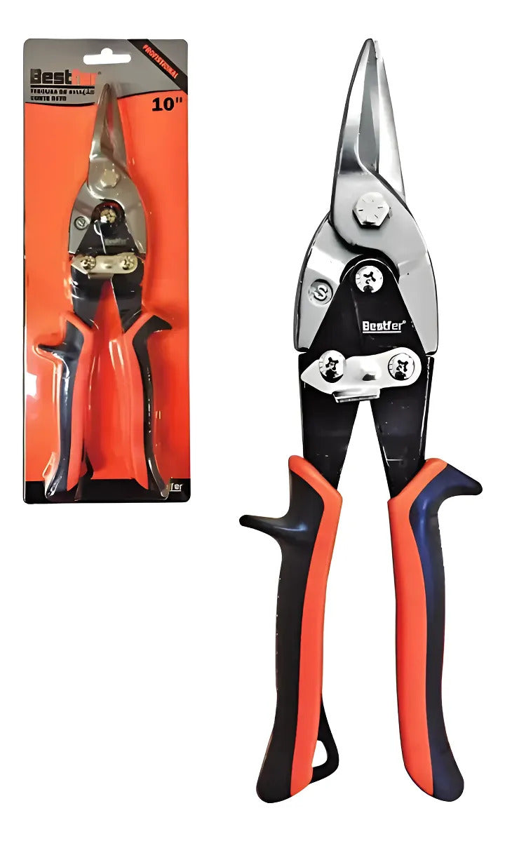 Tesoura de Aviação Corte Reto 10 Polegadas Profissional para Chapas de Metal Bestfer BFH1583