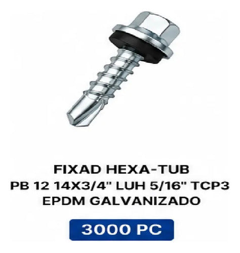 Parafuso Hard Hexa-tub 14x3/4 Tcp3 Epdm Galvanizado – 3000 Peças – foto 2