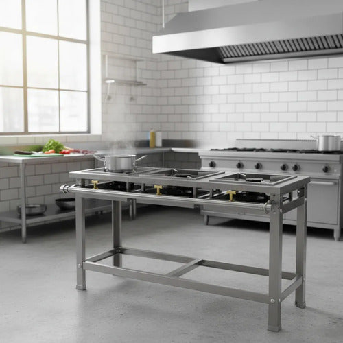 Fogão Industrial 3 Boca Qd Baixa Pressão Perfil 7 Inox Fastg